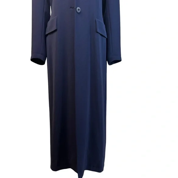 Vintage Navy Long Coat Topcoat Blazer Dress Minimalist Coat Tailored Size EU 38 - Picture 5 of 10